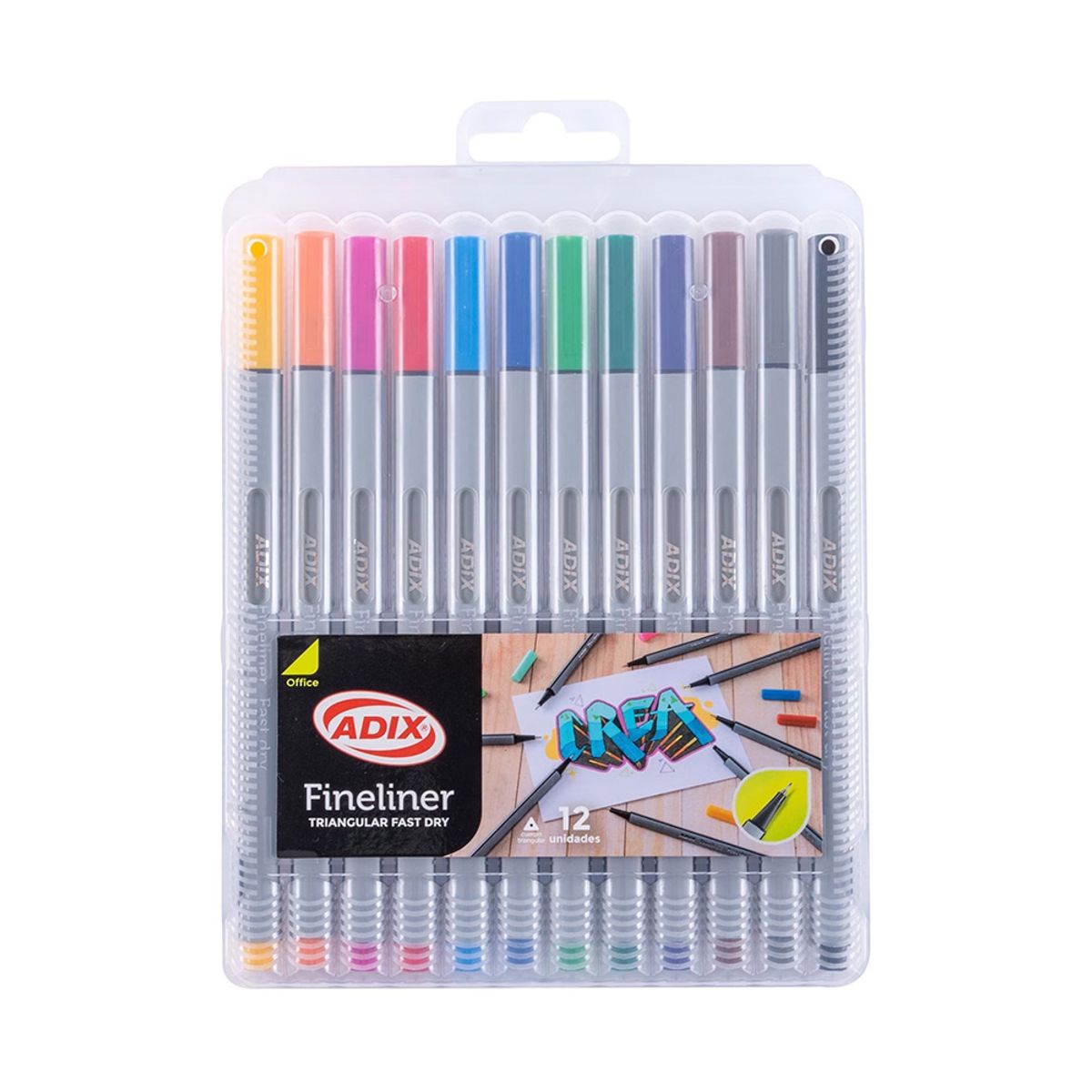 ADIX - Set 12 Marcadores Fineliner Triangular con Caja Adix