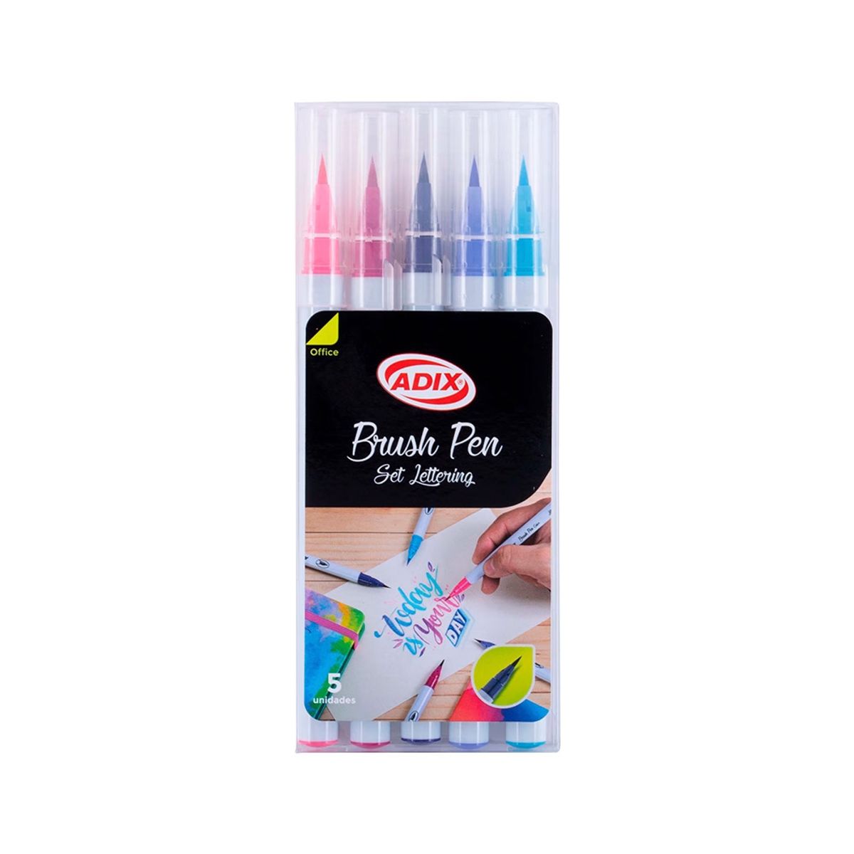 ADIX - Set 5 Marcadores Brush Pen Punta Ultraflexible Adix