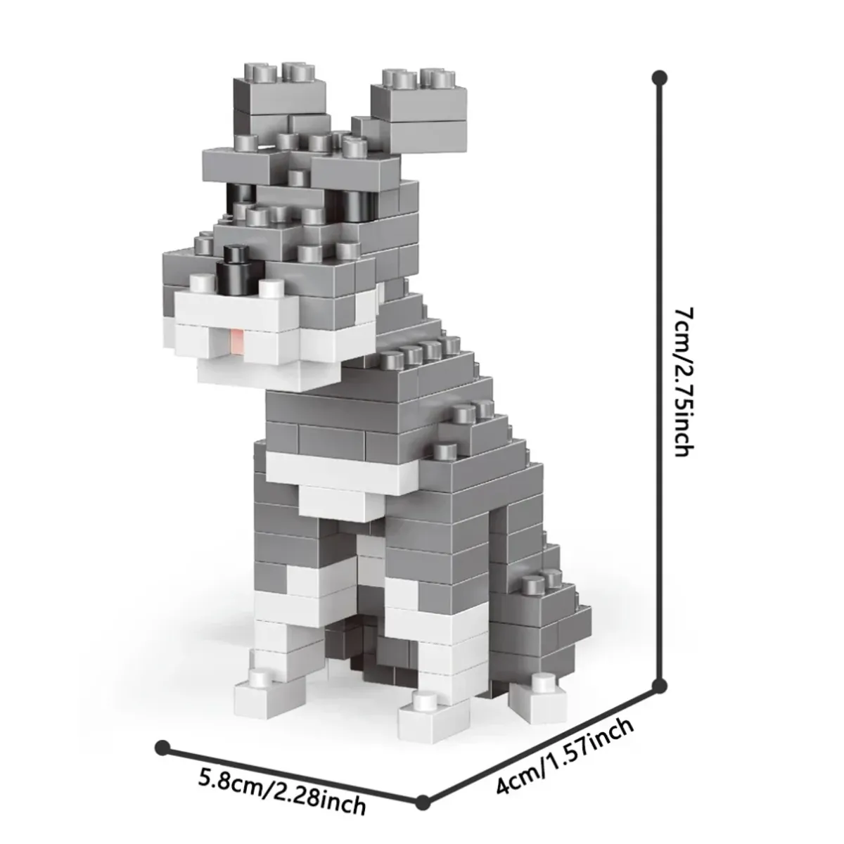 GENERICO - Mini Bloques Construccion Mini Figura Perro Schnauzer 7cms