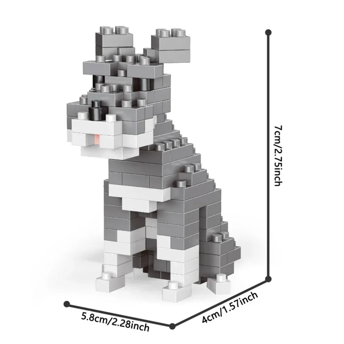 GENERICO - Mini Bloques Construccion Mini Figura Perro Schnauzer 7cms