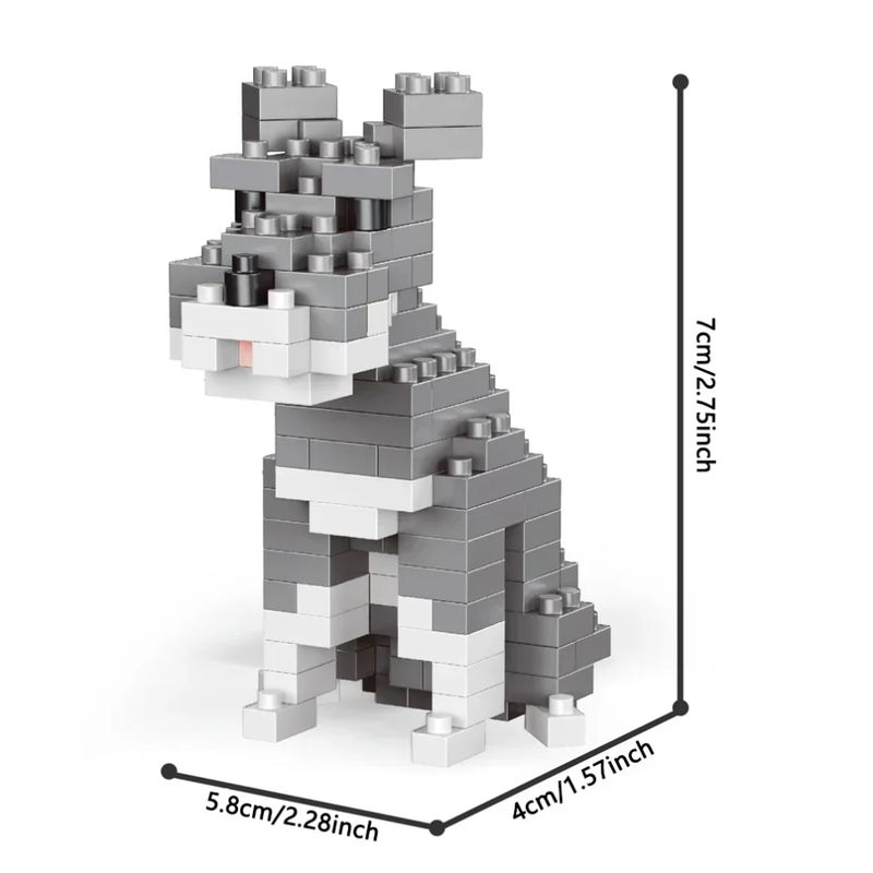 GENERICO - Mini Bloques Construccion Mini Figura Perro Schnauzer 7cms