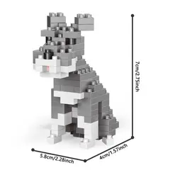 GENERICO - Mini Bloques Construccion Mini Figura Perro Schnauzer 7cms