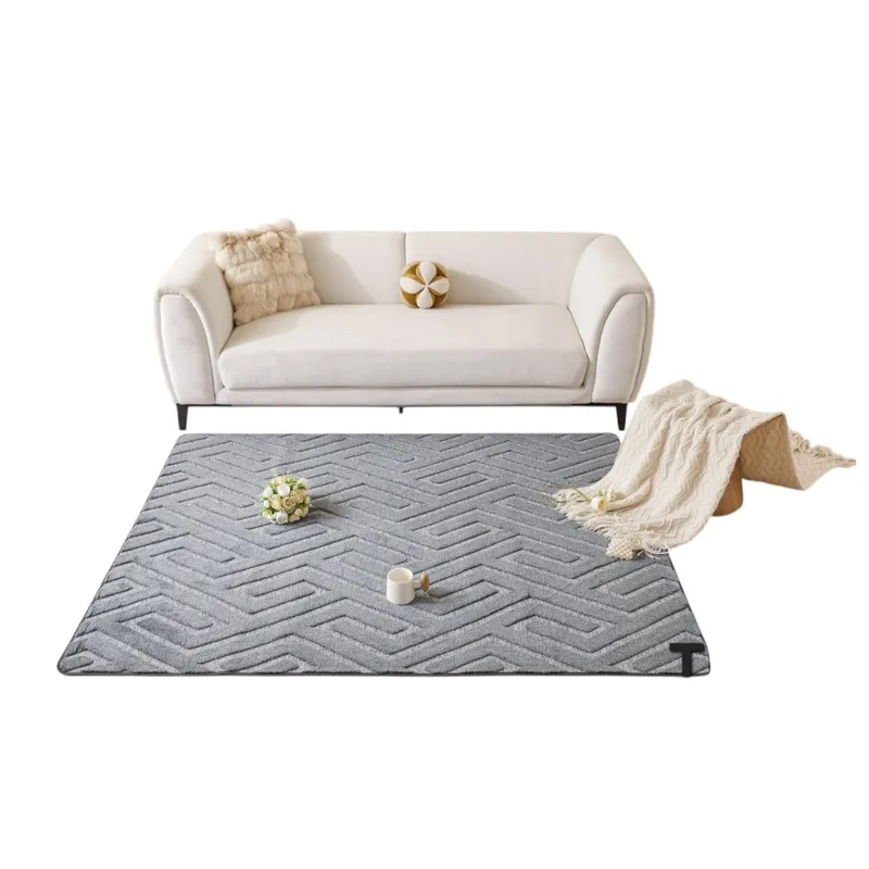 ANGELES DEL HOGAR - ALFOMBRA JACQUARD DE ALGODON 160X200CM GRIS CLARO TF06