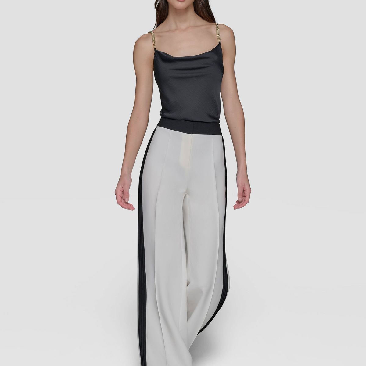 KARL LAGERFELD - Pantalón con pliegues en contraste