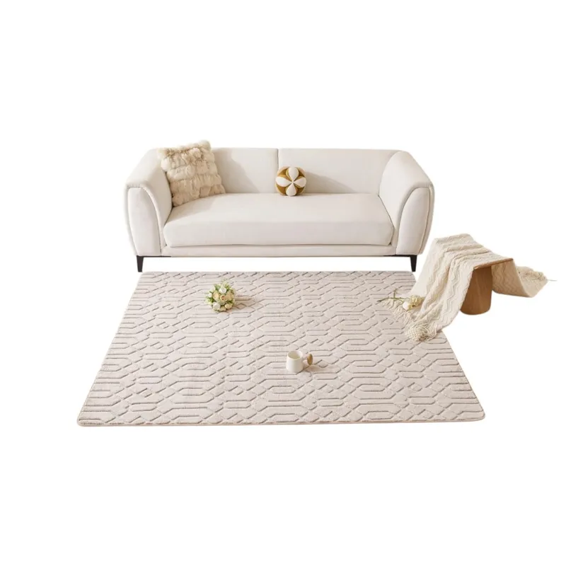 ANGELES DEL HOGAR - ALFOMBRA JACQUARD DE ALGODON 160X200CM BEIGE TF01