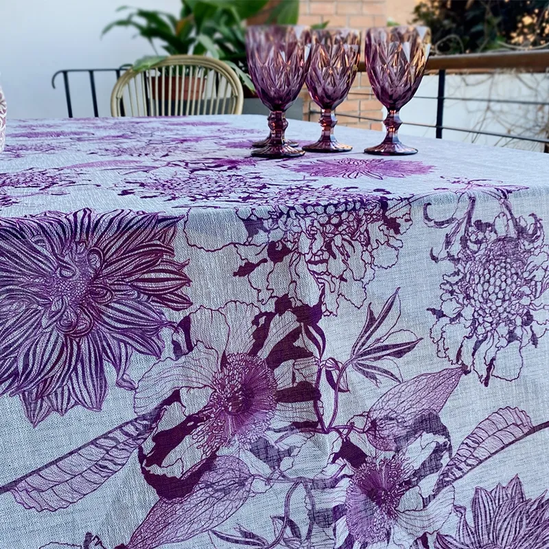 TUYO PRINT - Mantel Borgoña - 180 x 350 cm- Organza Gris - Tuyo Print