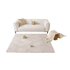 ANGELES DEL HOGAR - ALFOMBRA JACQUARD DE ALGODON 160X200CM BEIGE TF02