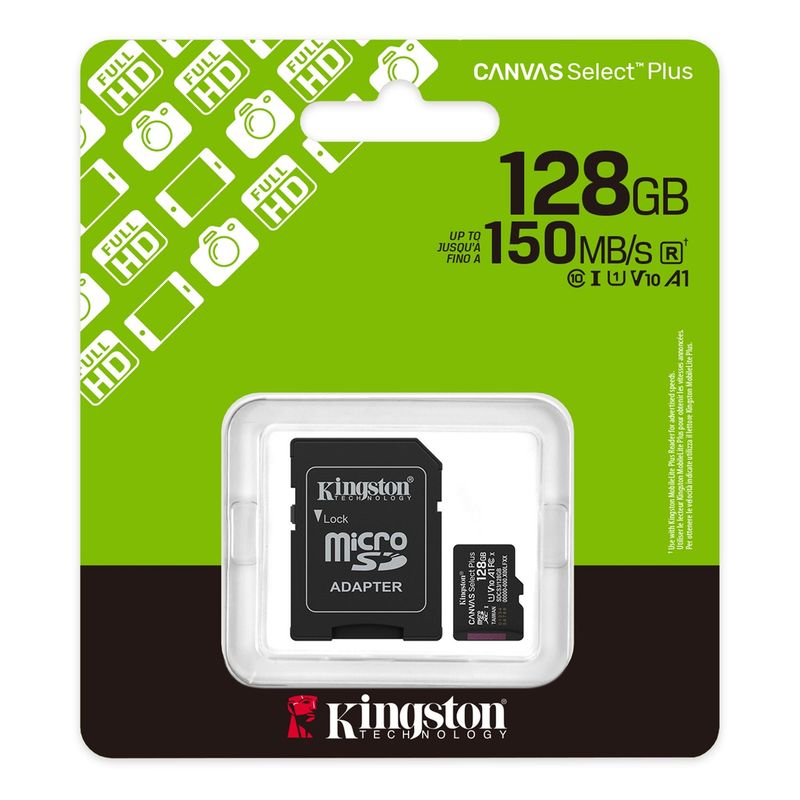 KINGSTON - Tarjeta microSD XC 128GB Kingston Canvas Select Plus G3