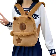 GENERICO - MOCHILA CAPIBARA CAFE DE FELPA