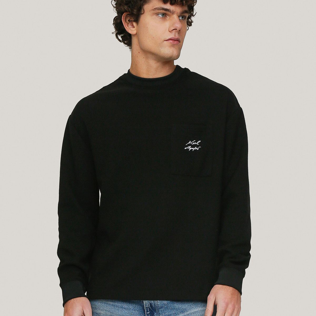 KARL LAGERFELD - Polerón polar con bolsillo y firma de KARL