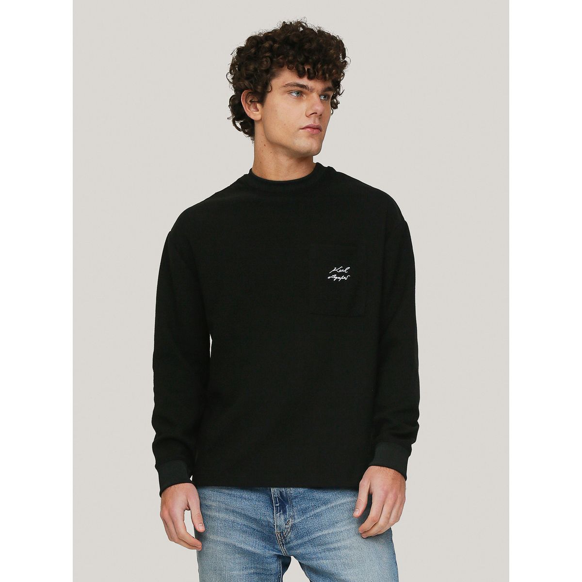 KARL LAGERFELD - Polerón polar con bolsillo y firma de KARL