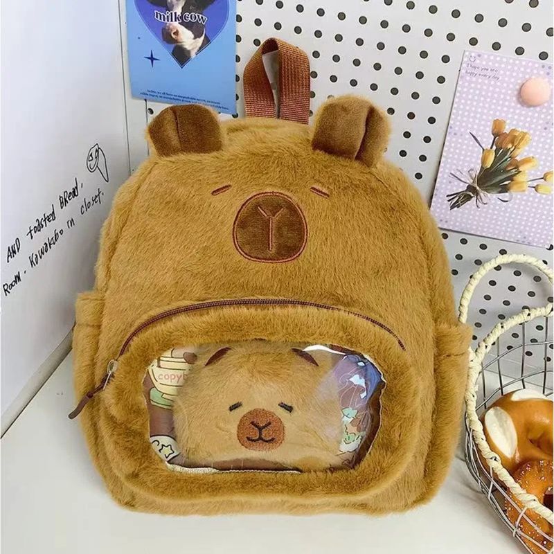 GENERICO - MOCHILA CAPIBARA CON BOLSILLO TRANSPARENTE