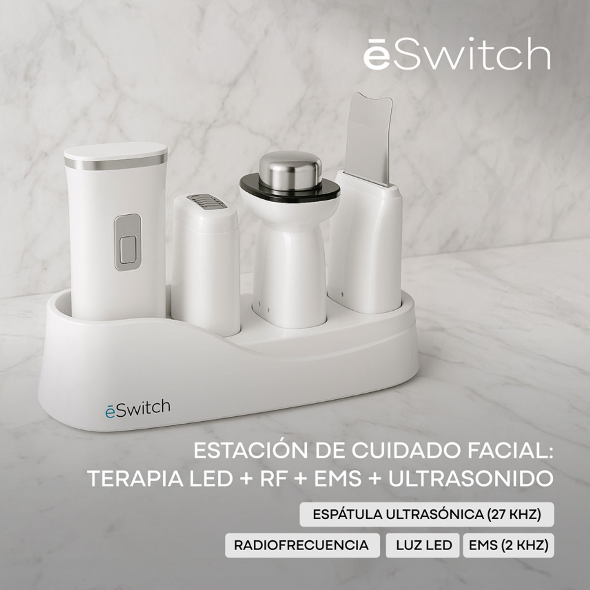 KINEGUN PRO - eSwitch Estación Facial 4 en 1, RF, EMS, LED y Ultrasonido