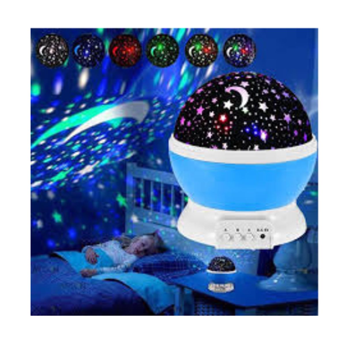 MOVI - Lampara Led Espantacucos Proyector Luz Estrellas Mesa Niños