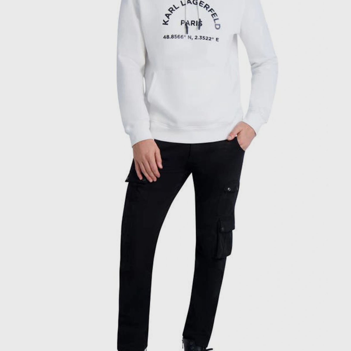 KARL LAGERFELD - Polerón con gorro y logotipo en forma de arco