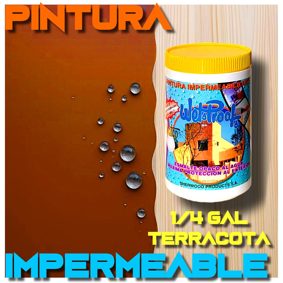 WETPROOF - PINTURA IMPERMEABLE MADERA EXTERIOR PROTECTOR TERRACOTA WETCO 1-4 GAL