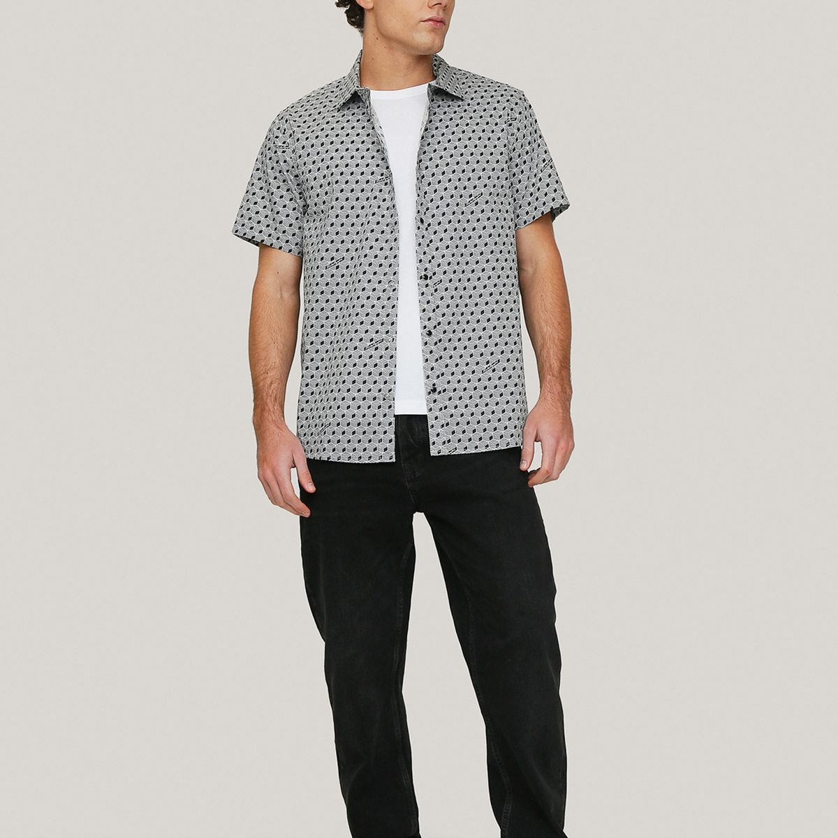 KARL LAGERFELD - Camisa con estampado abstracto y firma