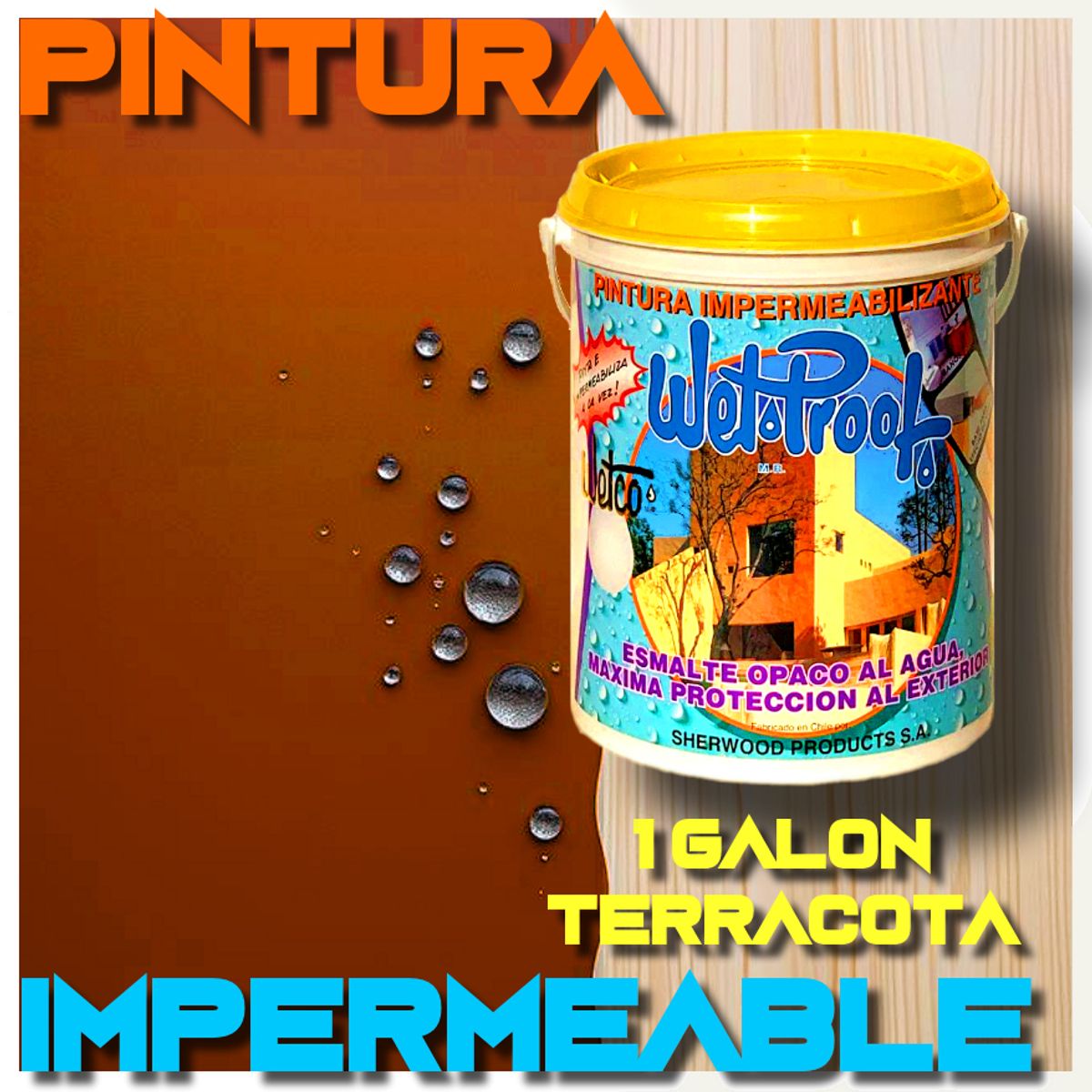 PINTURA IMPERMEABLE MADERA EXTERIOR PROTECTOR TERRACOTA WETCO® 1GALON, marca WETPROOF - Foto Principal