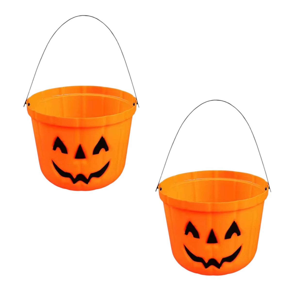 GENERICO - Canasto Balde Para Dulces Calabaza Halloween Pack X2