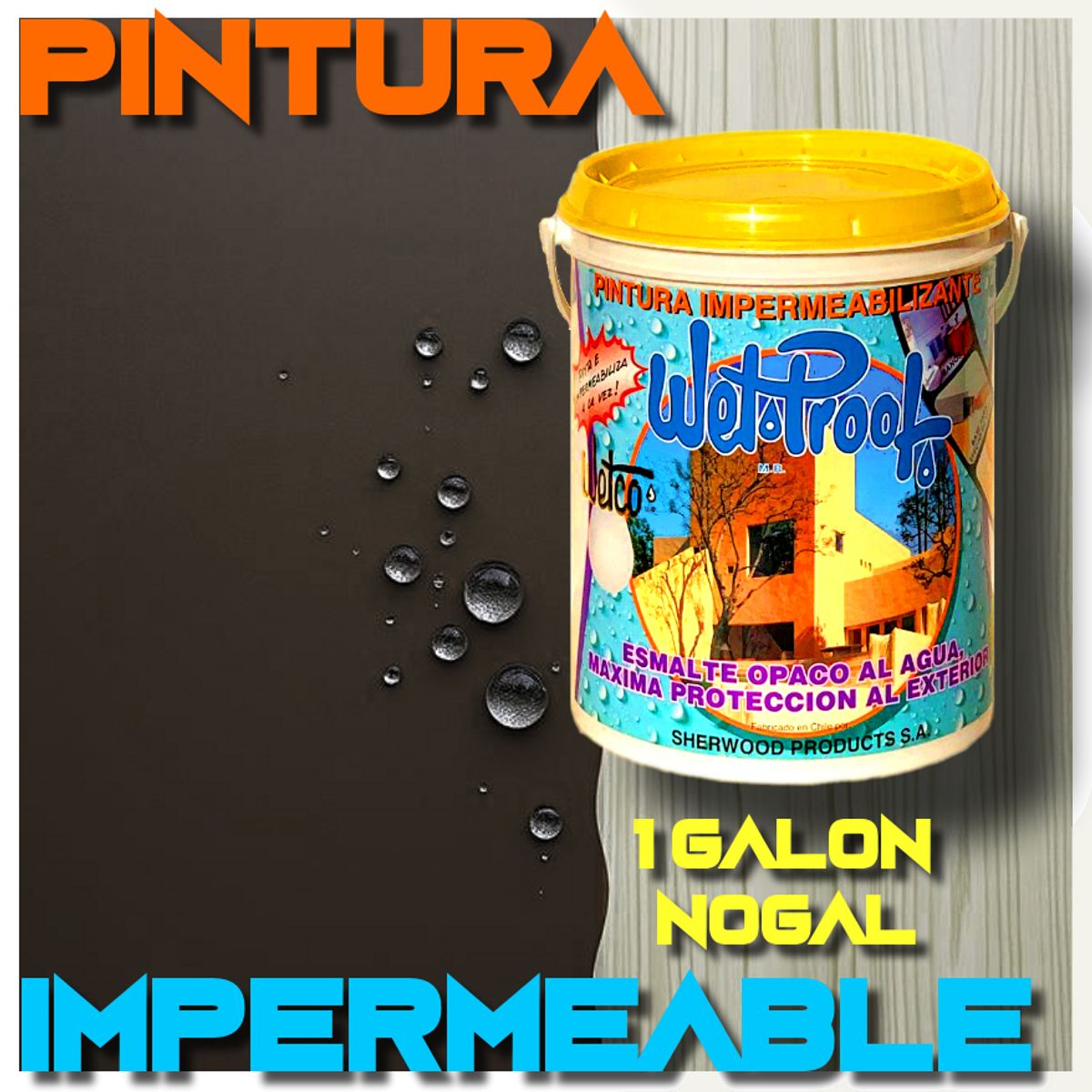 WETPROOF - PINTURA IMPERMEABLE MADERA EXTERIOR PROTECTOR LLUVIA NOGAL WETCO® 1GAL