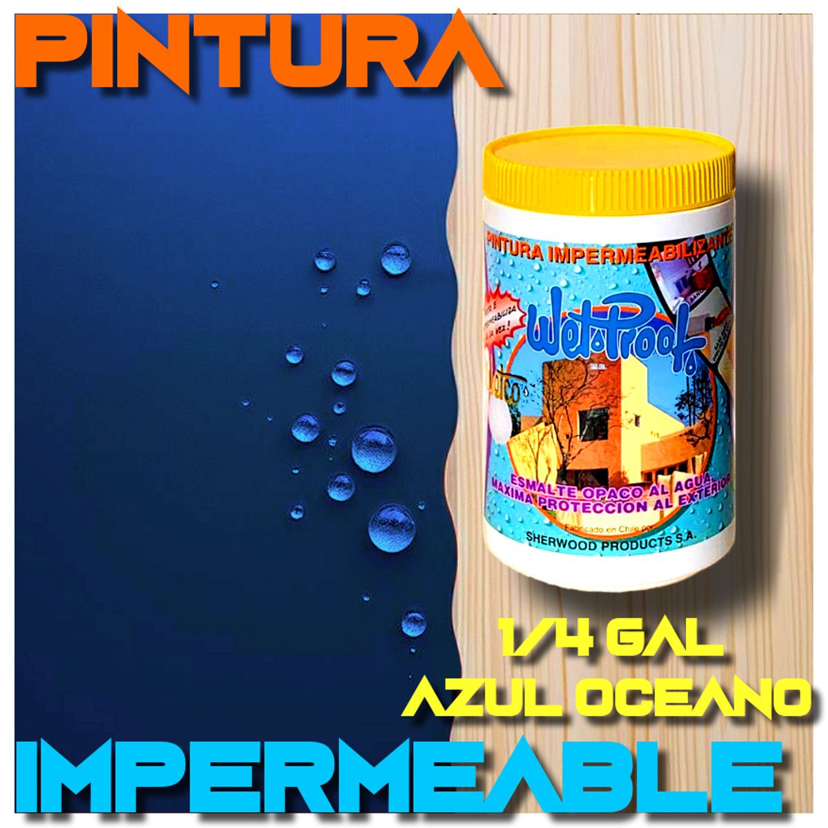 WETPROOF - PINTURA IMPERMEABLE MADERA EXTERIOR PROTECTOR AZUL OCEANO WETCO 1-4 GL