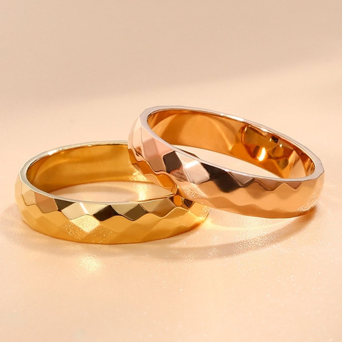LUX JOYAS - Anillo Baño Oro Amarillo 18k Arg Dis 2 Rombos 4mm