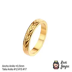 LUX JOYAS - Anillo Baño Oro Amarillo 18k Arg Dis 4 V 4mm