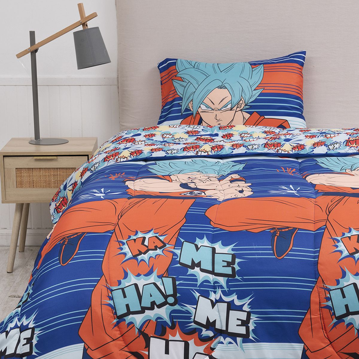 MASHINI - Plumón Microfibra Infantil 1.5 Plazas Dragon Ball Z HAHA