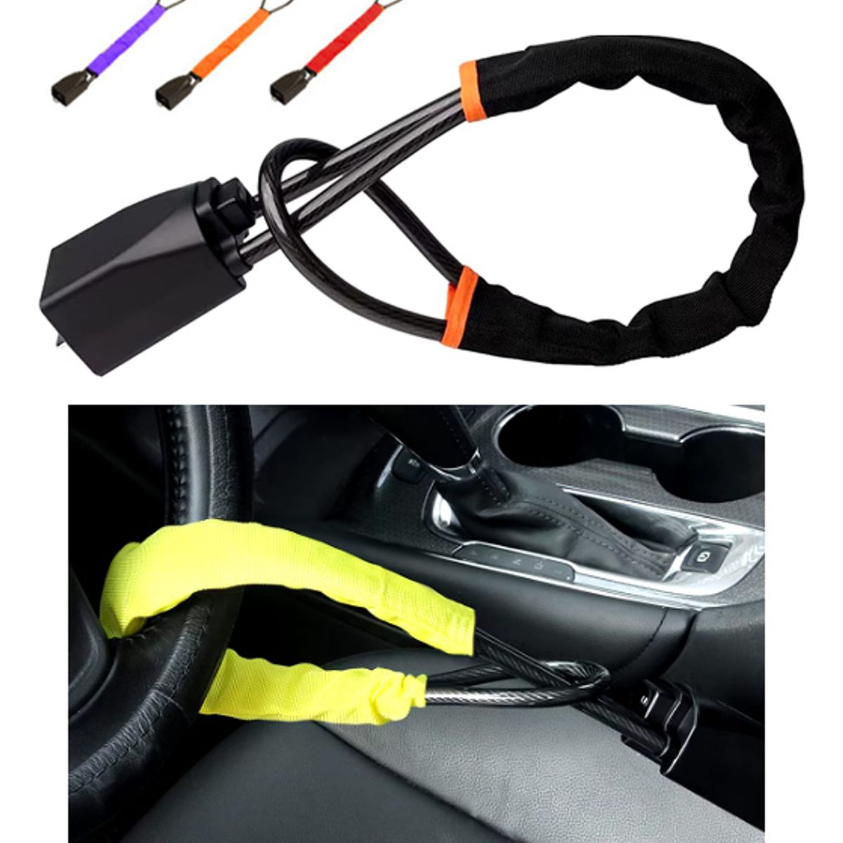 GENERICO - Traba Volante Cinturon Universal Antirrobo Auto