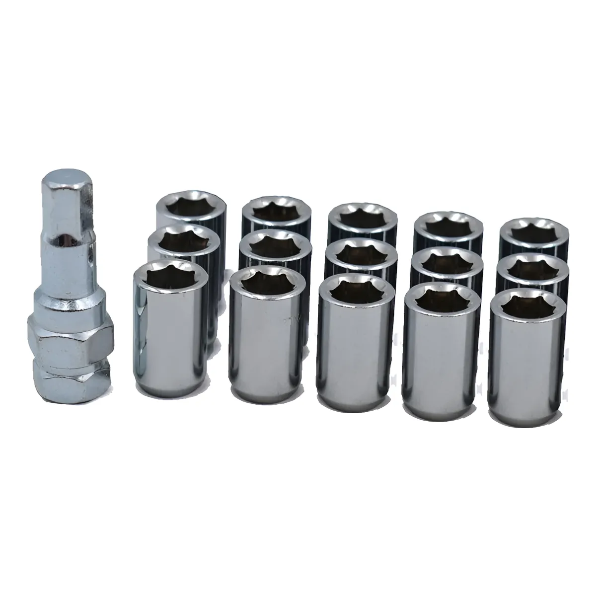 GENERICO - Set 16 Tuercas De Seguridad Cromo Con Llave 12mm 12515