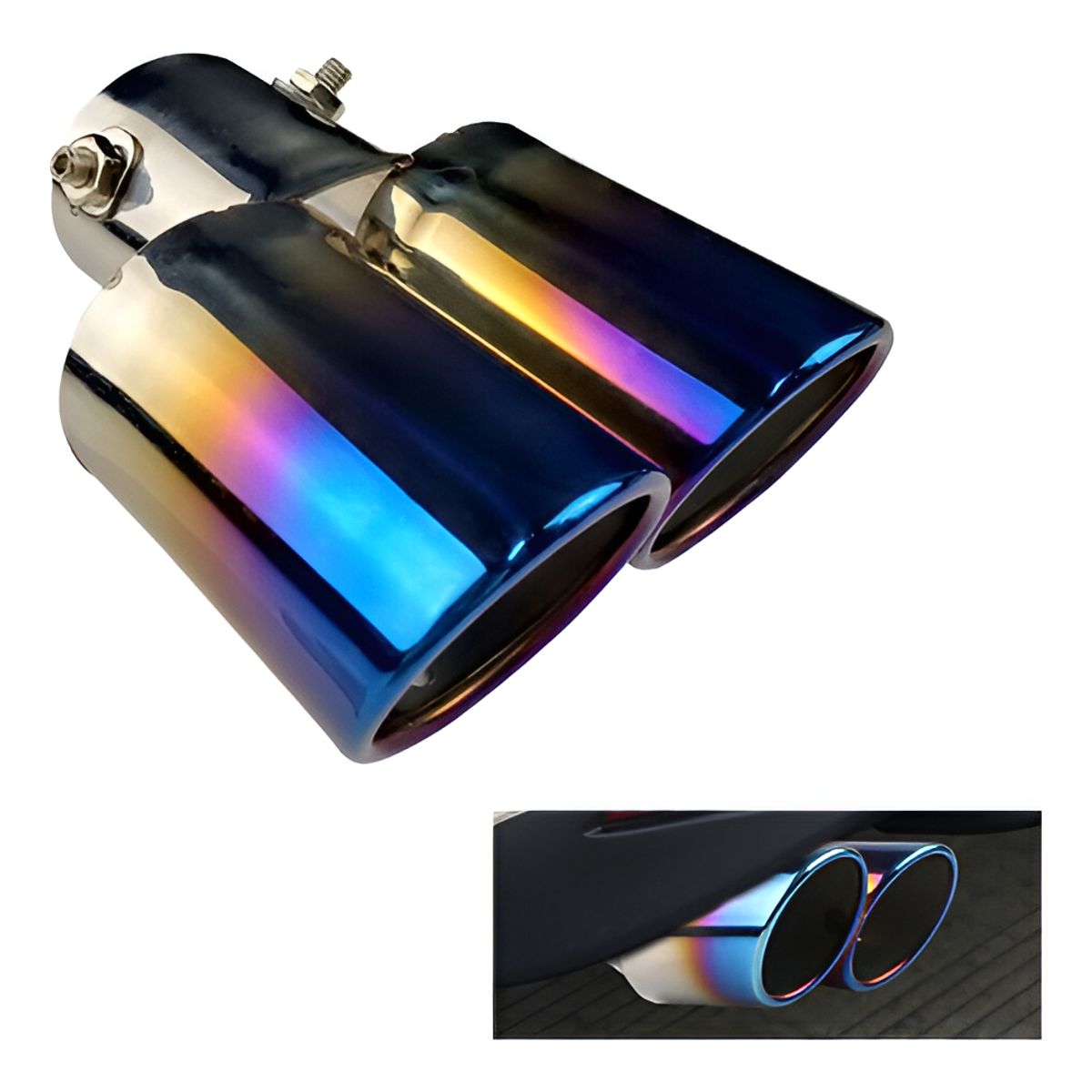 GENERICO - Cola De Escape Doble Universal Para Auto