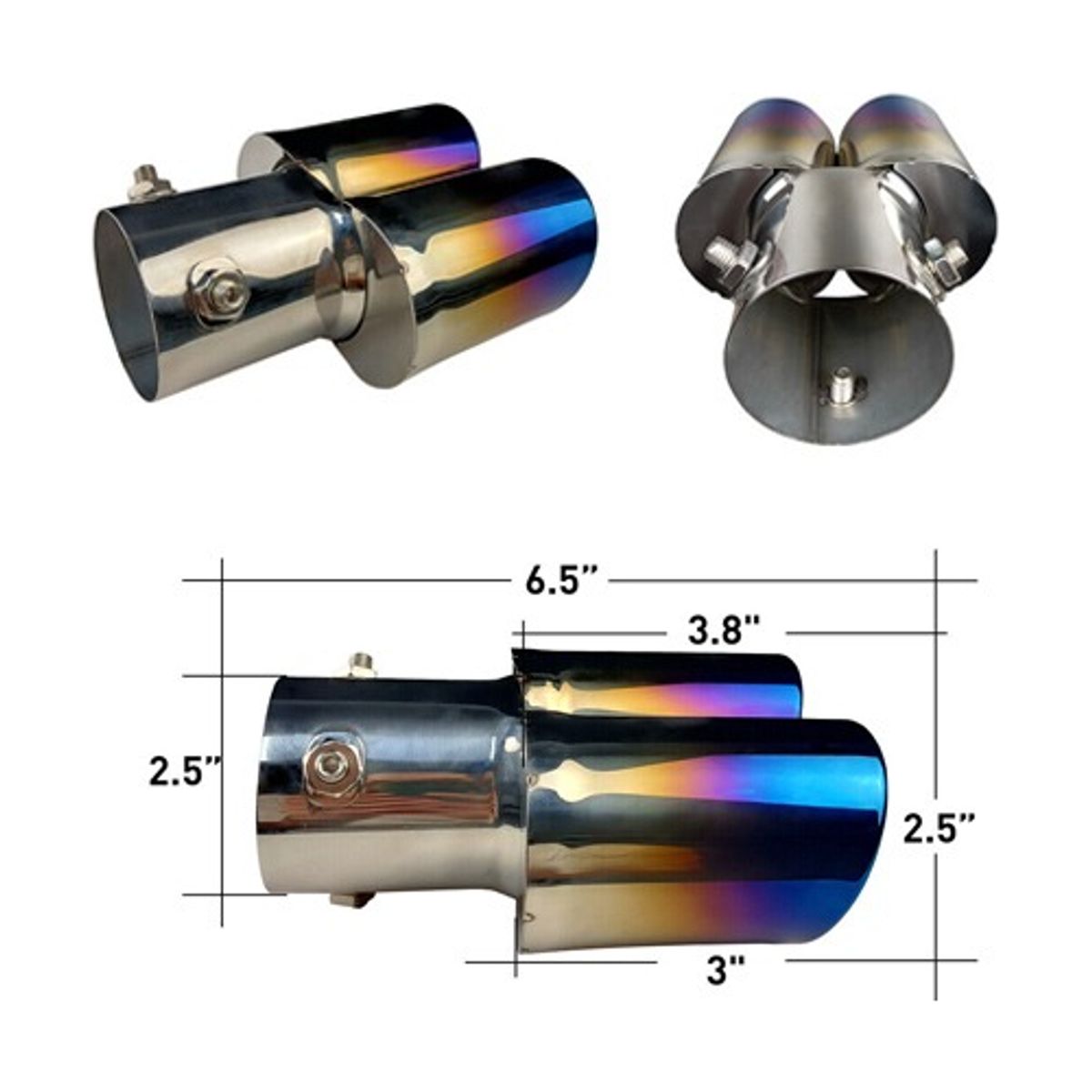 GENERICO - Cola De Escape Doble Universal Para Auto