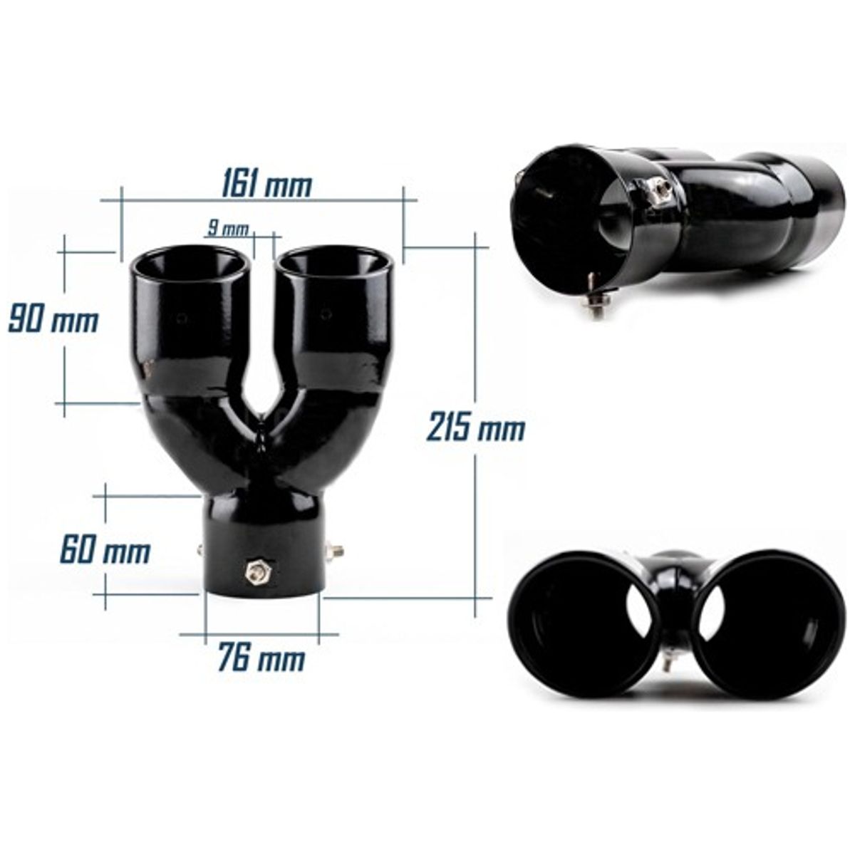 GENERICO - Cola De Escape Negro Doble Universal Para Auto