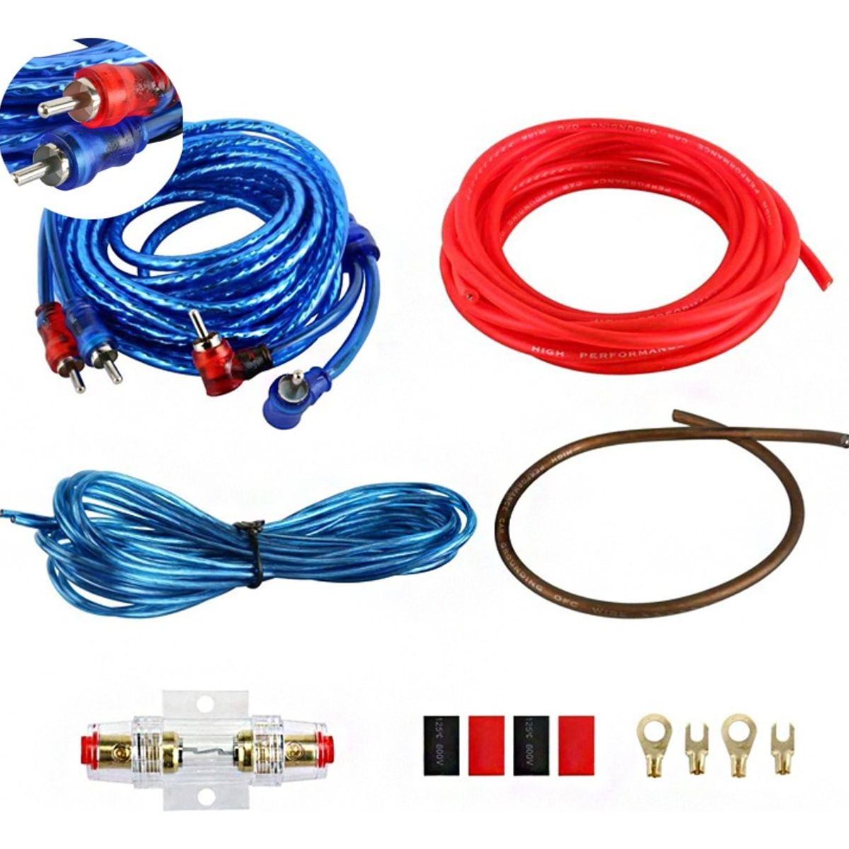 GENERICO - Kit 1500w Cables Para Amplificador Subwoofer Auto