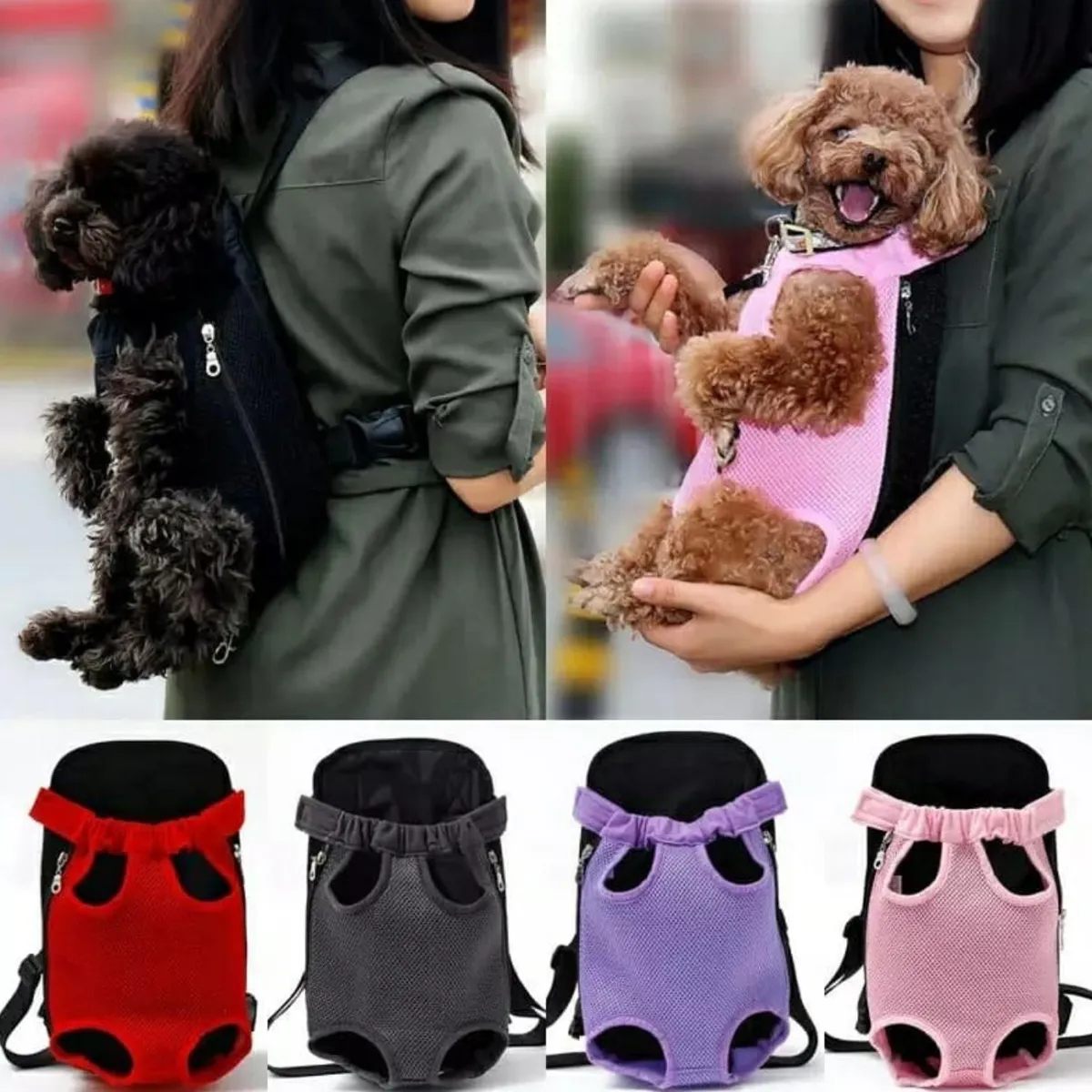 GENERICO - Bolso Transportador Para Mascota Pecho Espalda XL Negro