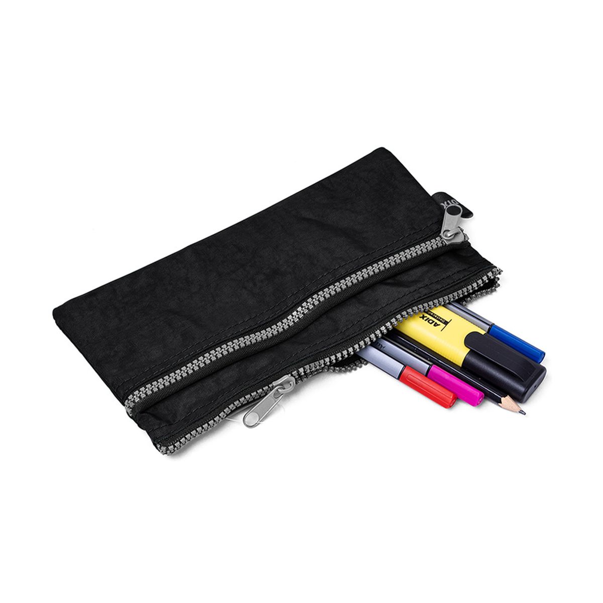ADIX - Estuche Escolar Doble Cierre Negro Adix