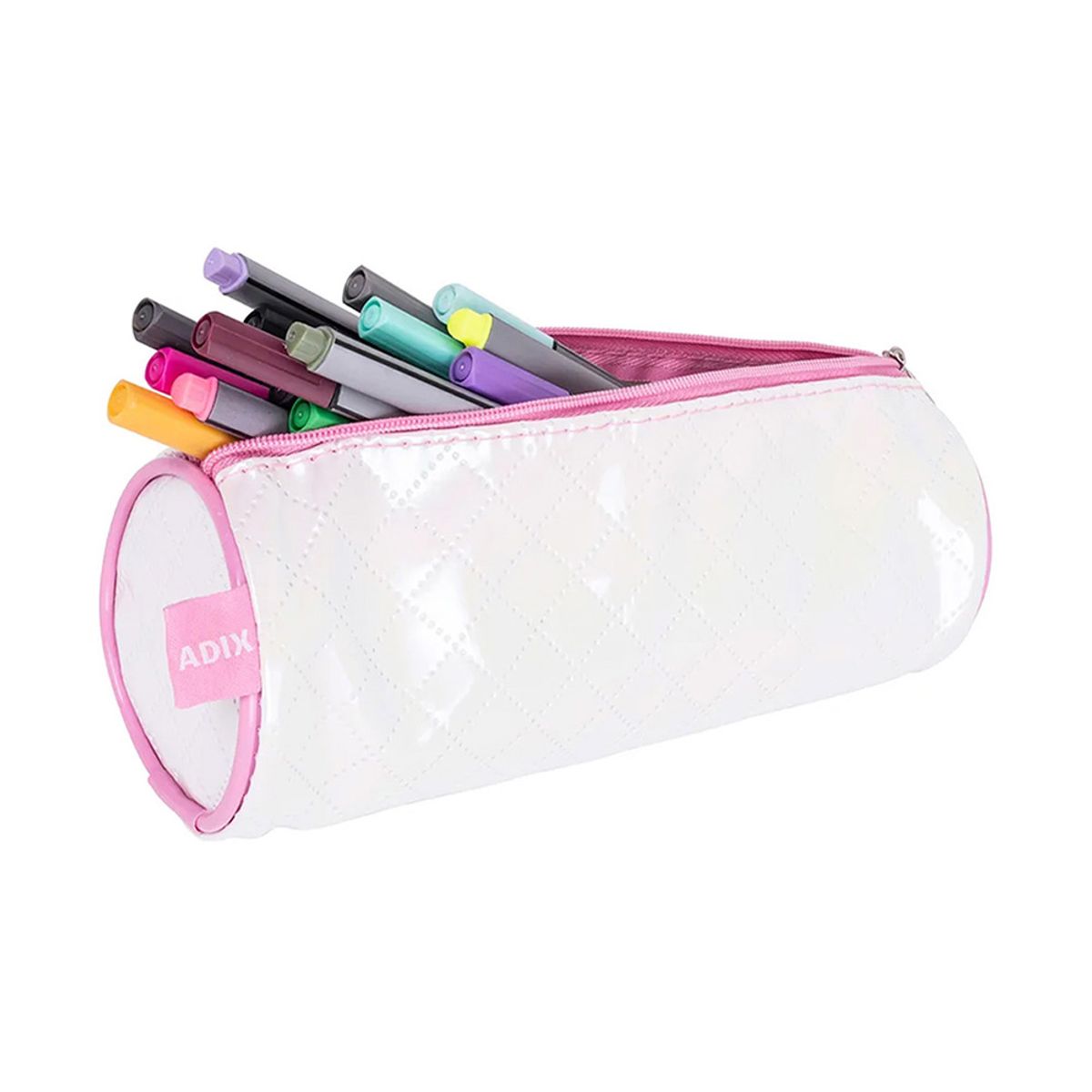 ADIX - Estuche Escolar Tornasol BlancoRosa 21x8cm  Adix