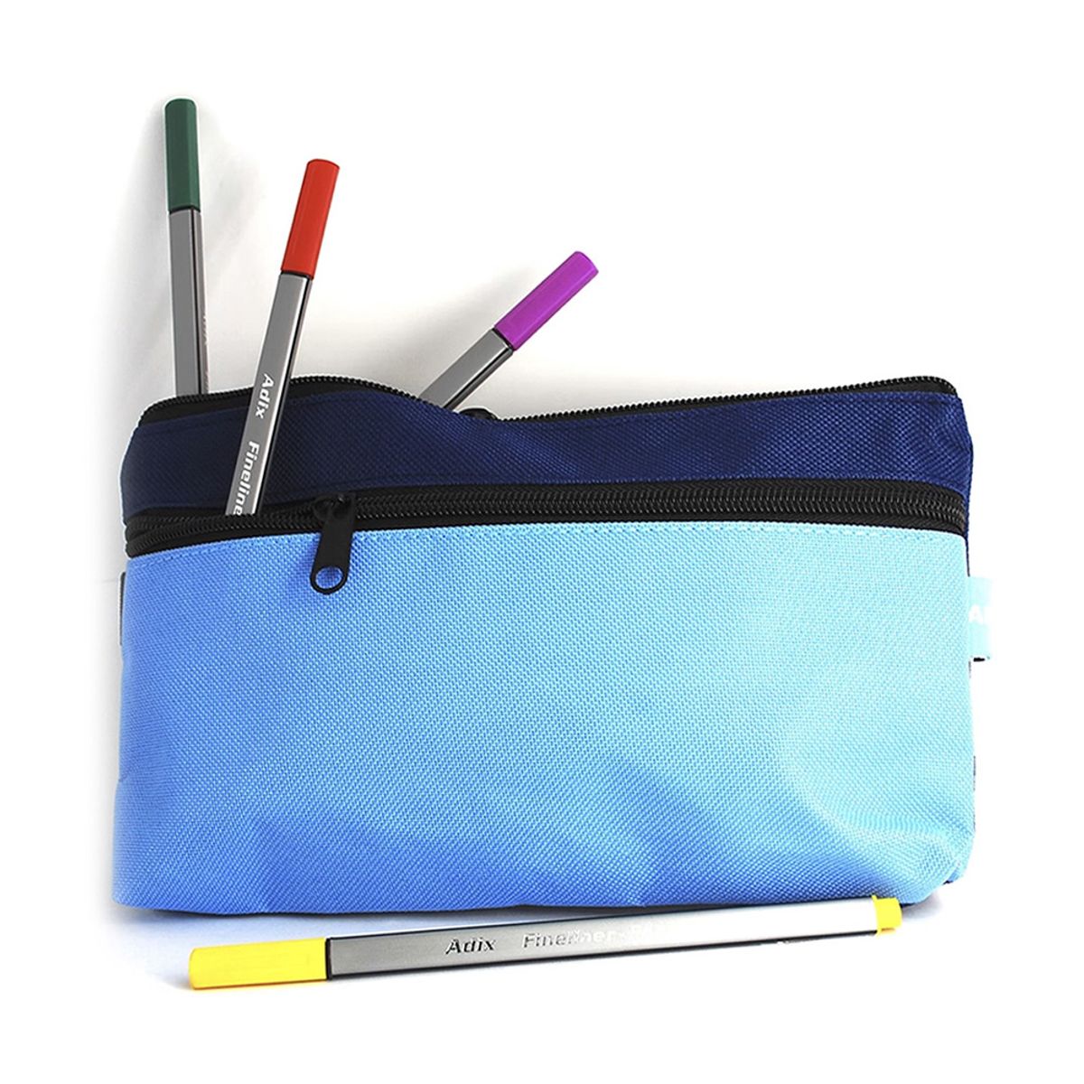 ADIX - Estuche Escolar Doble Cierre Bicolor AzulCeleste  Adix