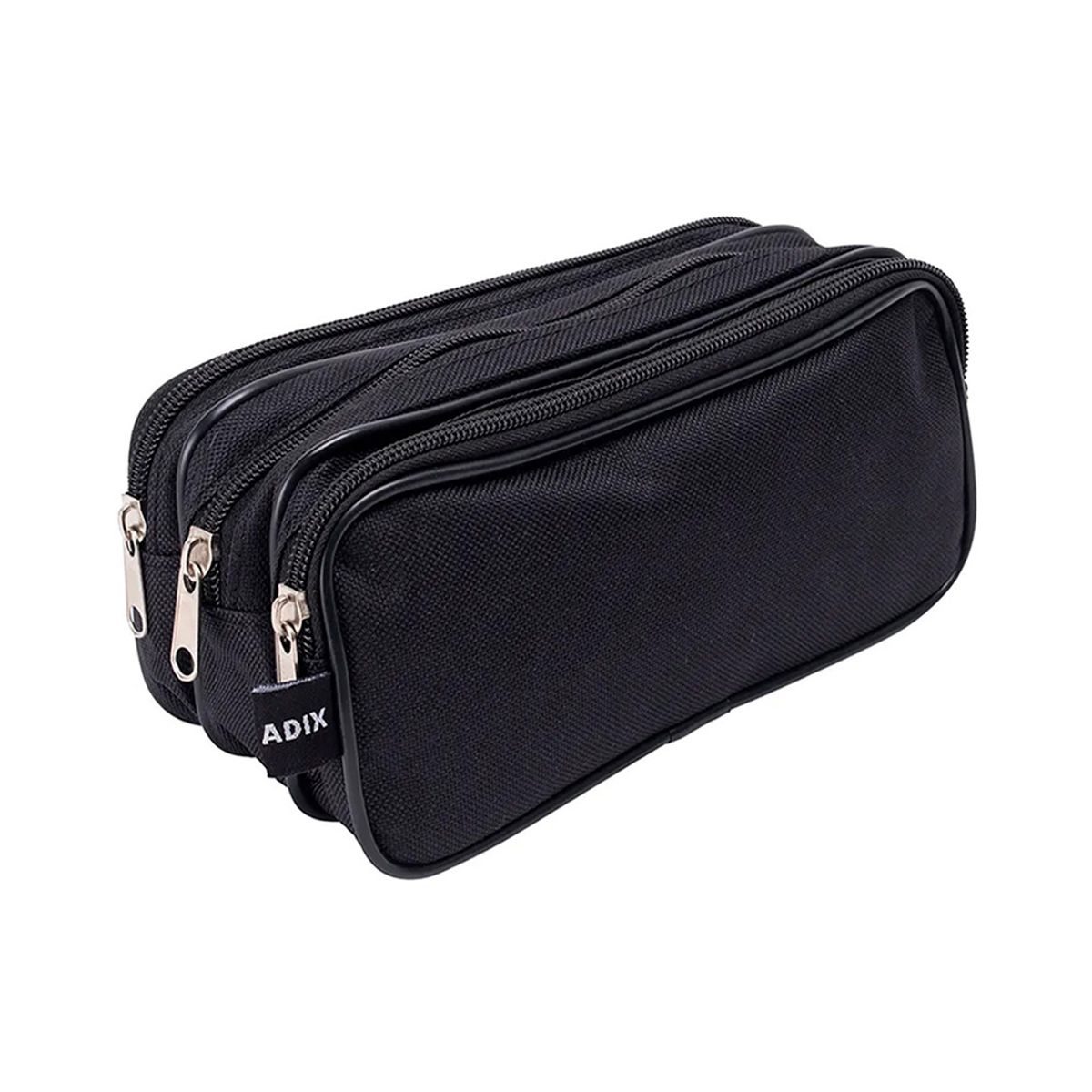 ADIX - Estuche Escolar Triple Cierre Negro 22x12cm Adix