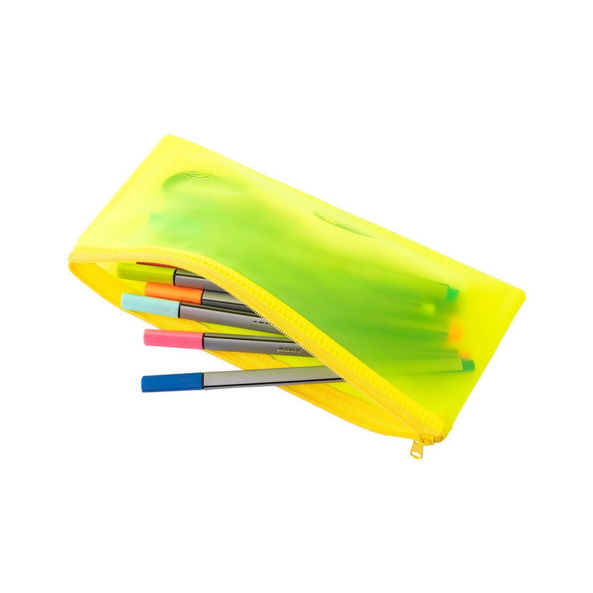 ADIX - Estuche Escolar PVC Translúcido Amarillo 22x11cm Adix