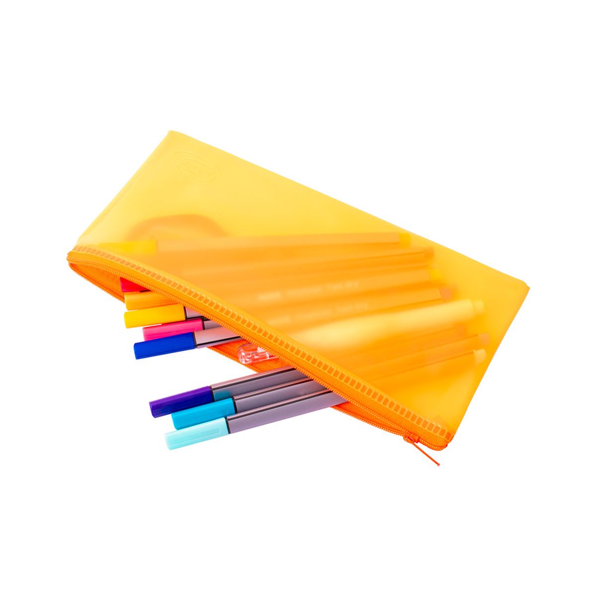 ADIX - Estuche Escolar PVC Translúcido Naranjo 22x11cm Adix