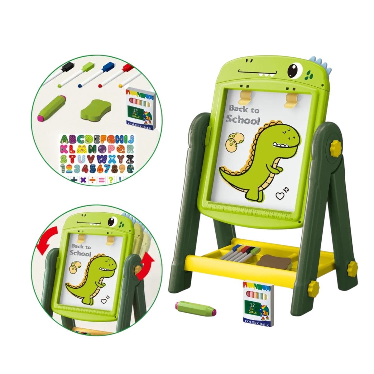 GENERICO - Pizarra de Dibujo Infantil 2 en 1 360° + Accesorios