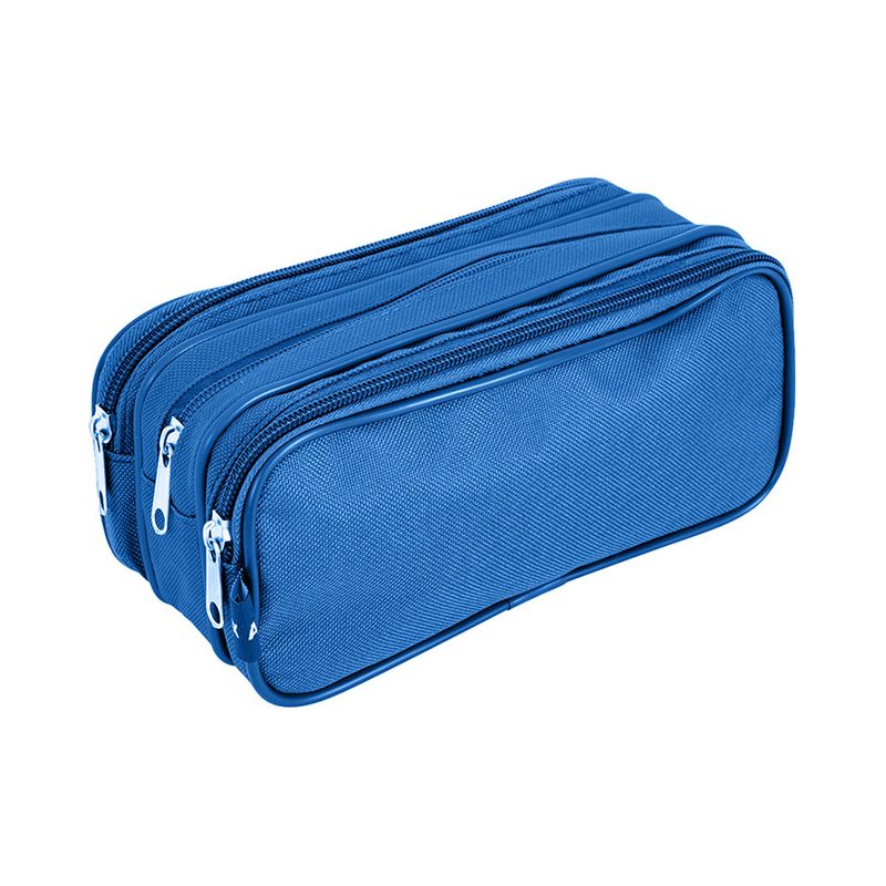 ADIX - Estuche Escolar Triple Cierre Azul 22x12cm Adix