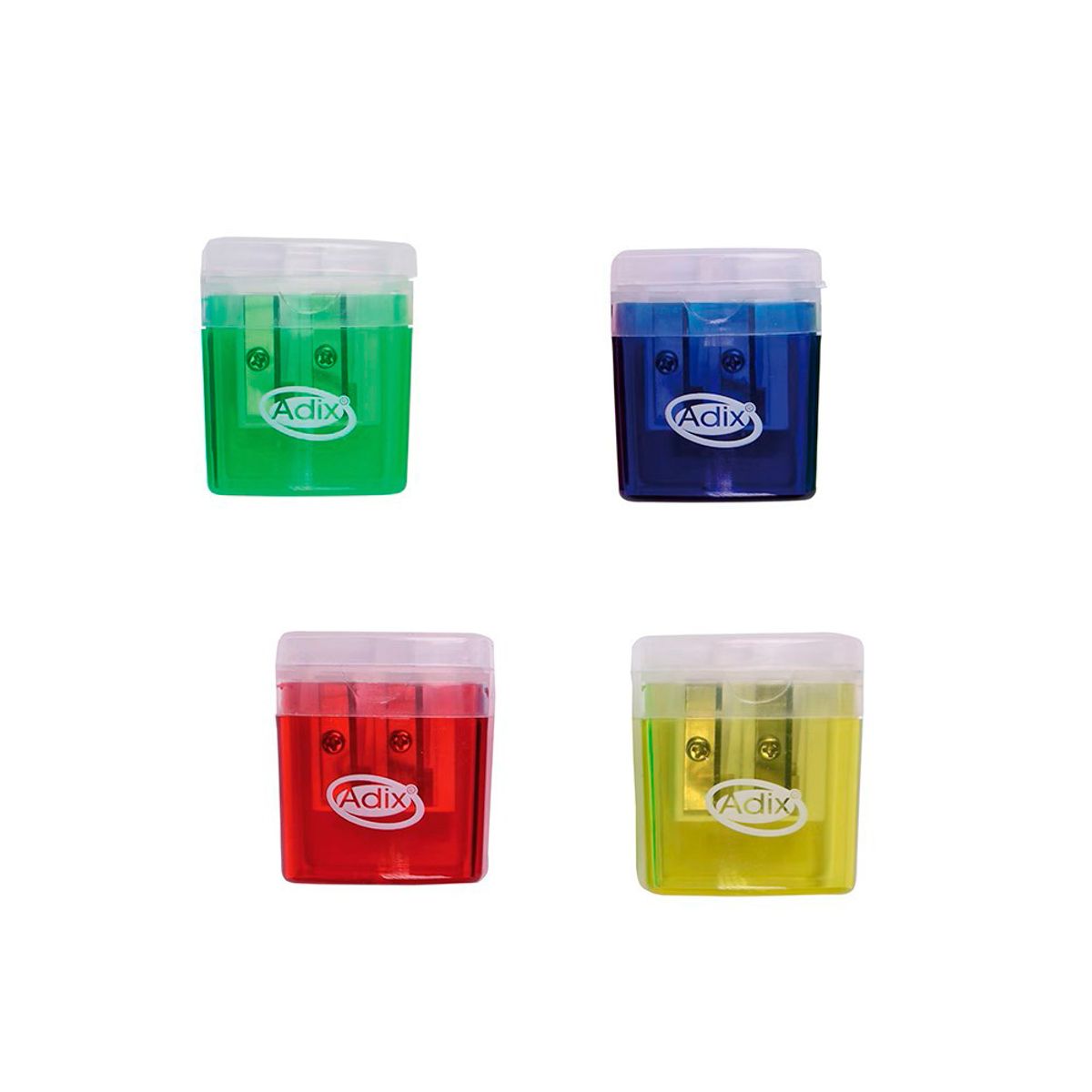 ADIX - Sacapunta Plástico Doble Contenedor con Tapa Surtido Adix