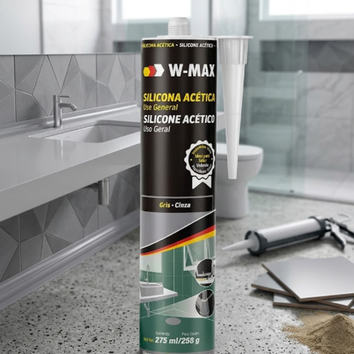 WURTH - Silicona Acética Anti-hongos transparente 280 Ml. W-Max by Wurth