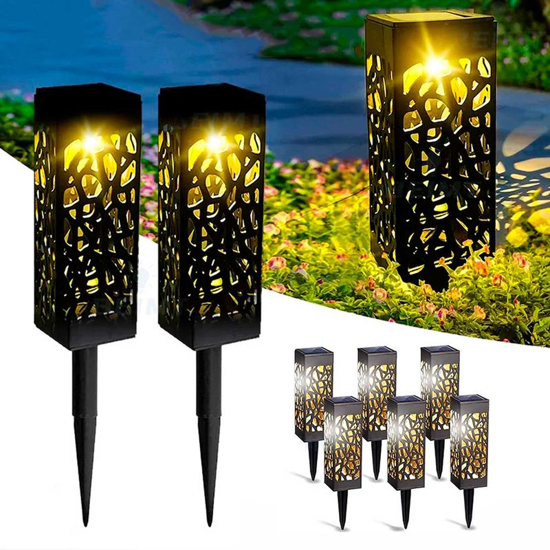 GENERICO - Pack 6 Estacas Solares LED Jardín Exterior Negro