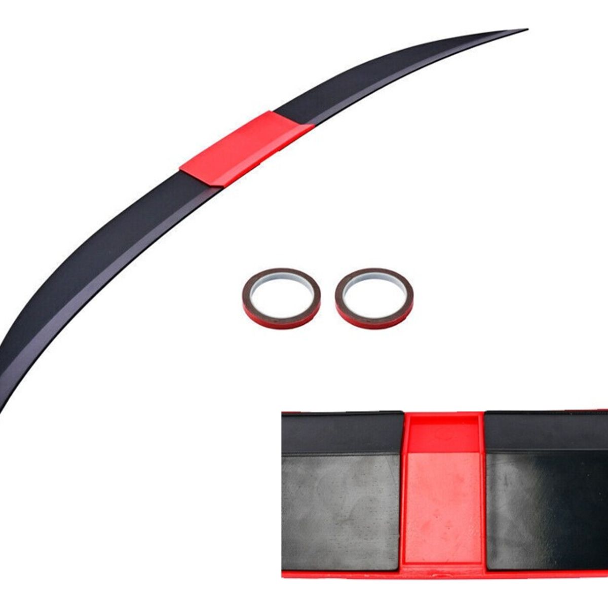 GENERICO - Aleron Lip Spoiler Universal Negro Mate + Rojo