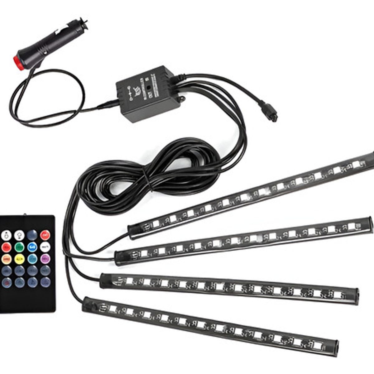 GENERICO - X4 Tiras De Luz Led Interior 17cm Auto Universal Control Rgb