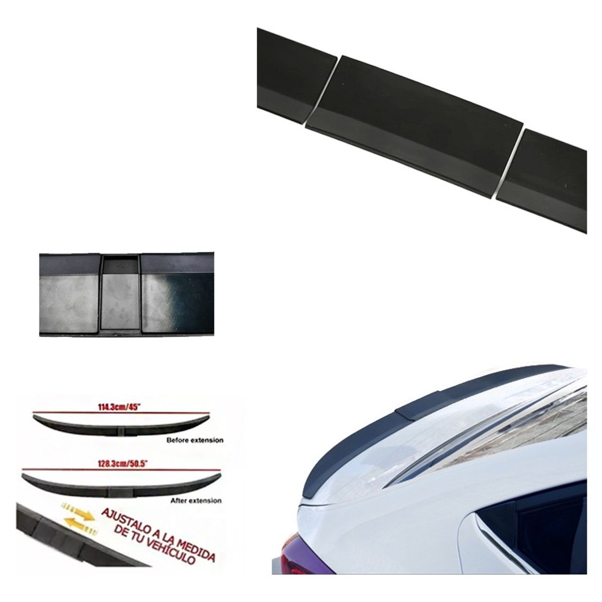 GENERICO - Aleron Lip Spoiler Universal Negro Brillante + Rojonegro