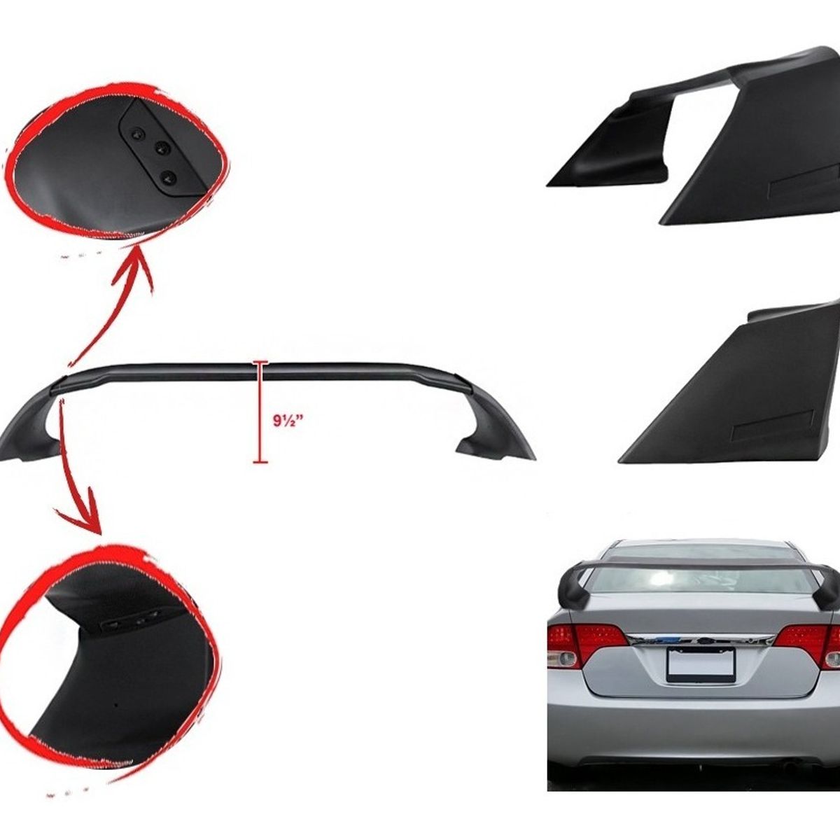GENERICO - Aleron Spolier Tuning Honda del 2006 Al 2011 133 Cm 1pcs